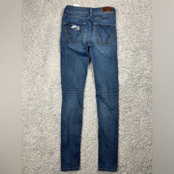 Hollister Jeans Womens 0 High Rise Super Skinny Dark Wash Distressed Holes Party - Picture 4 of 4